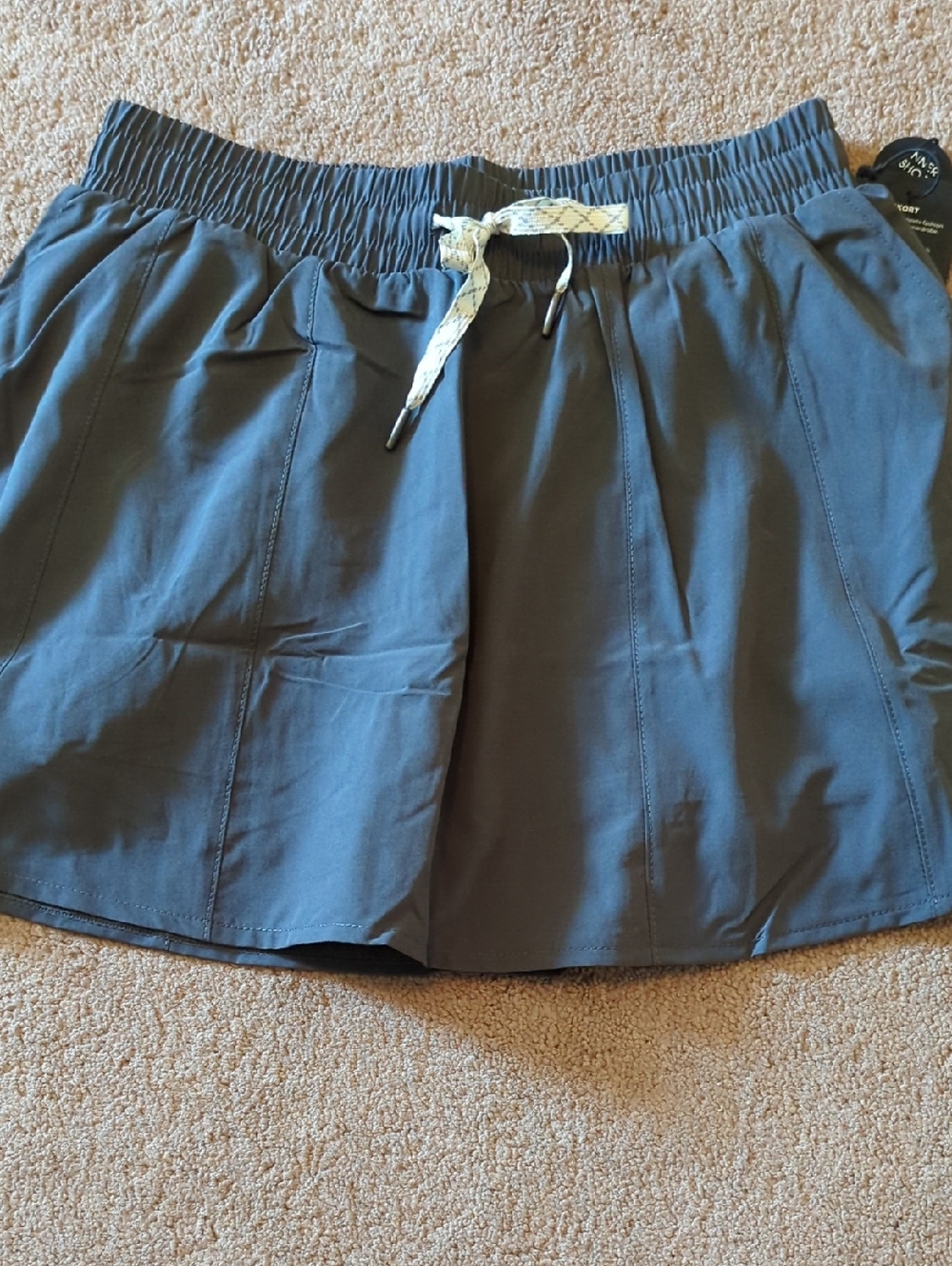 Zobha Skort Side Pockets. GreyCasual Drawstring Skort.  Grey. Medium Sale
